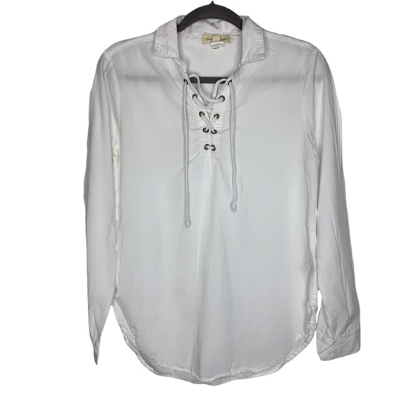 Cloth & Stone White Lace Up Blouse - Picture 3 of 8